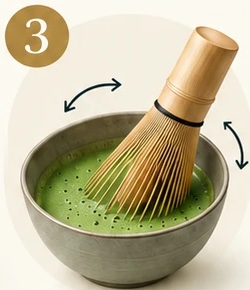 Whisking matcha until smooth